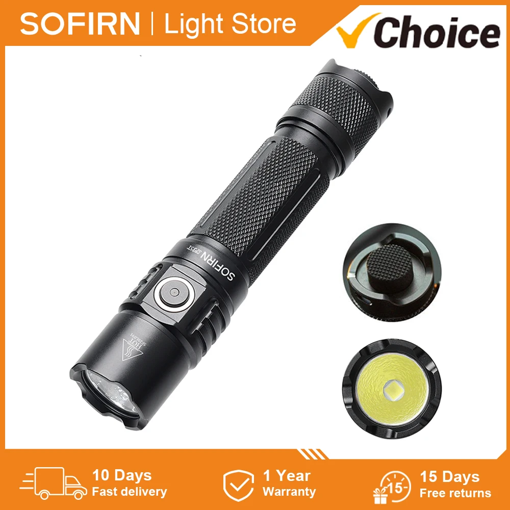 Sofirn-linterna táctica SP35T 3800lm 21700, potente luz LED recargable por USB C, con interruptor Dual, indicador de potencia, ATR
