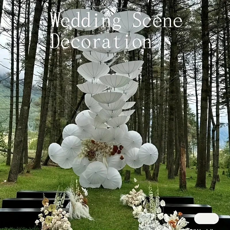 A white paper umbrella for wedding decoration-handmade traditional Chinese bridal sunshade-photo prop and party accessory