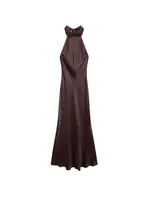Women's Long Satin Halter Dress, Backless, Bow Tied, Back Zipper, Female Dresses, Sexy Fashion - Image 5