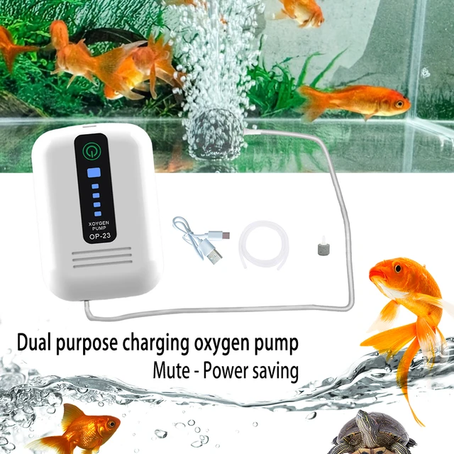 Pompe à oxygène USB Portable, réservoir à double usage, Mini pompe à poisson d'aquarium Ultra silencieuse, adaptée aux petits aquariums ou aux tortues 1