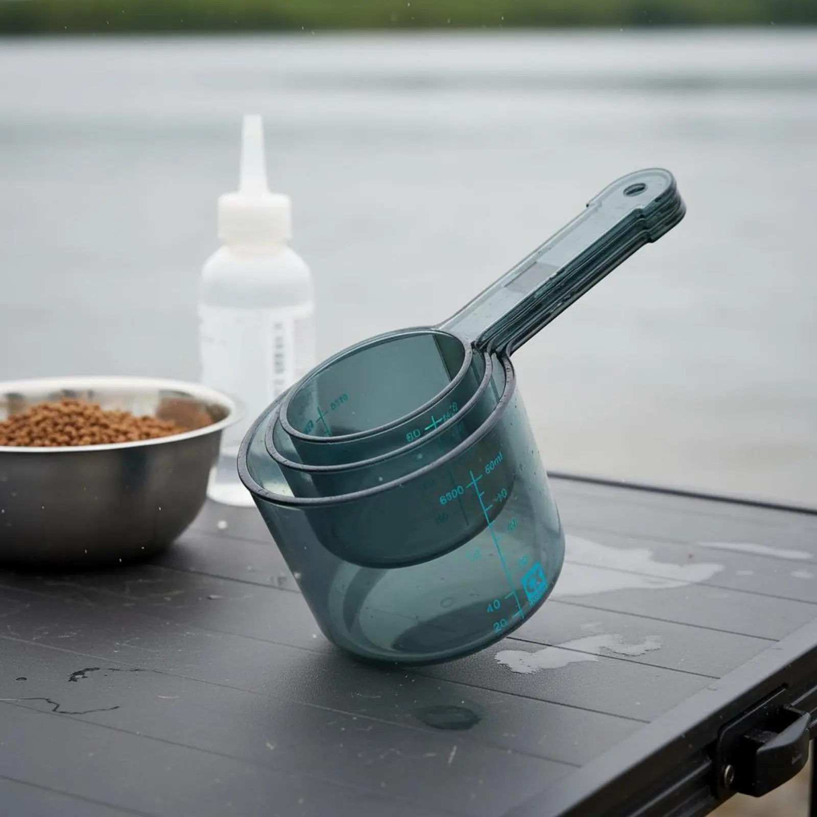 3개의 눈금이 있는 측정 컵, 낚시용 믹서 컵, 낚시꾼을 위한 세척이 간편한 제품