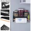 Magnetic Spice Rack for Refrigerator with Hook Paper Towel Holder Rustproof Spice Jars Rack Multi Use Refrigerator Side Shelf 2