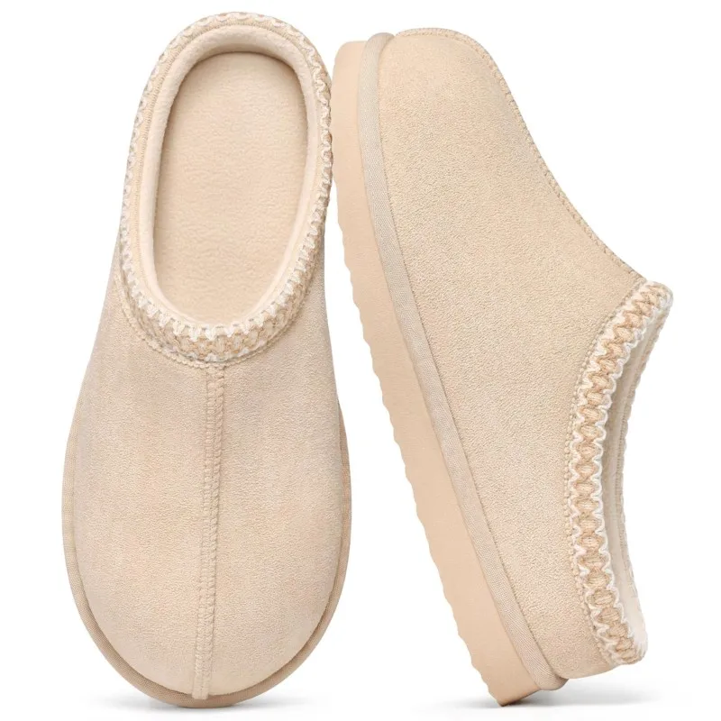 Women Suede Fuzzy Slippers Soft Indoor Outdoor Winter Shoes