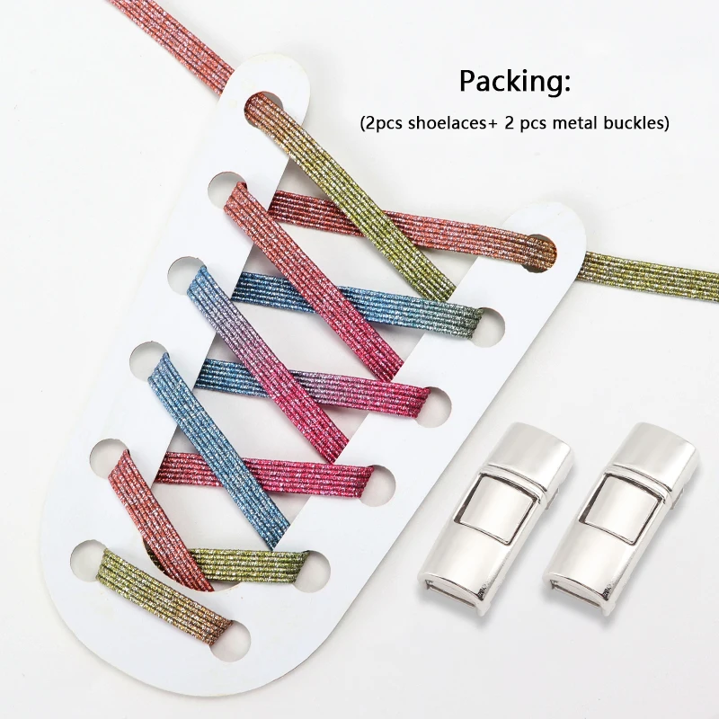 Colorful No-Tie Elastic Shoelaces with Glitter Finish