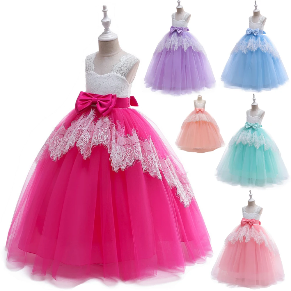 Brand Long Gown Party Dresses Elegant Girls Dresses For Girl Evening Dress For Baby Girls Ball Gown Kids Dress Wedding