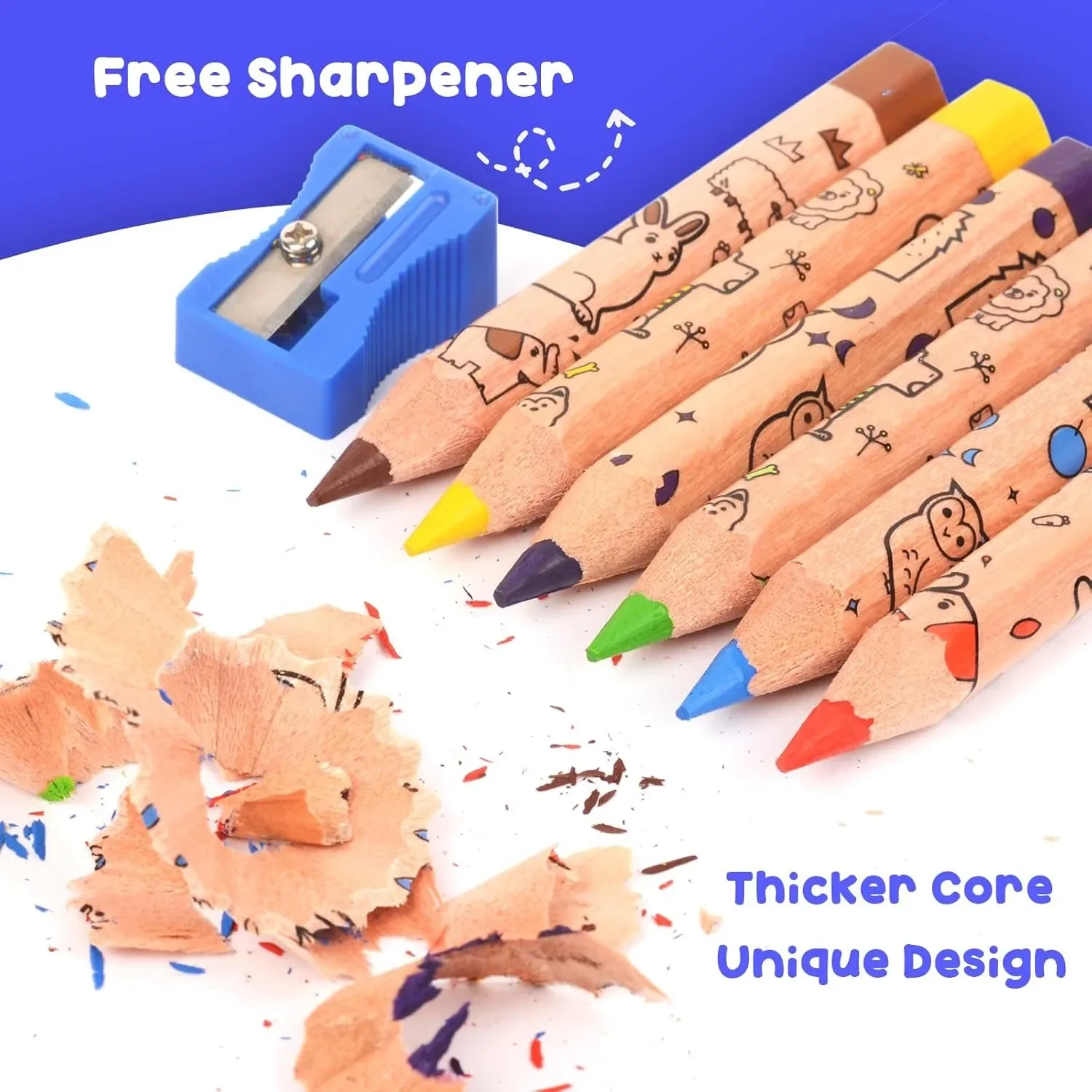 12 children's short colored pencils, classroom Easter gift basket, cute animal toddler colored pencils, with pencil sharpener 3