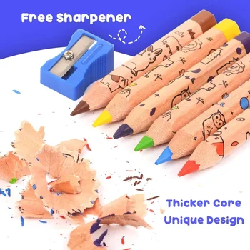 12 children's short colored pencils, classroom Easter gift basket, cute animal toddler colored pencils, with pencil sharpener 3