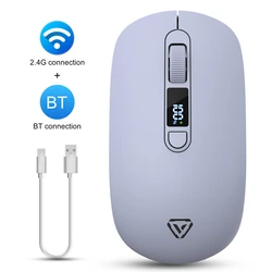 Wireless Rechargeable Bluetooth Mouse - Silent & Ergonomic for Enhanced Productivity (Purple)