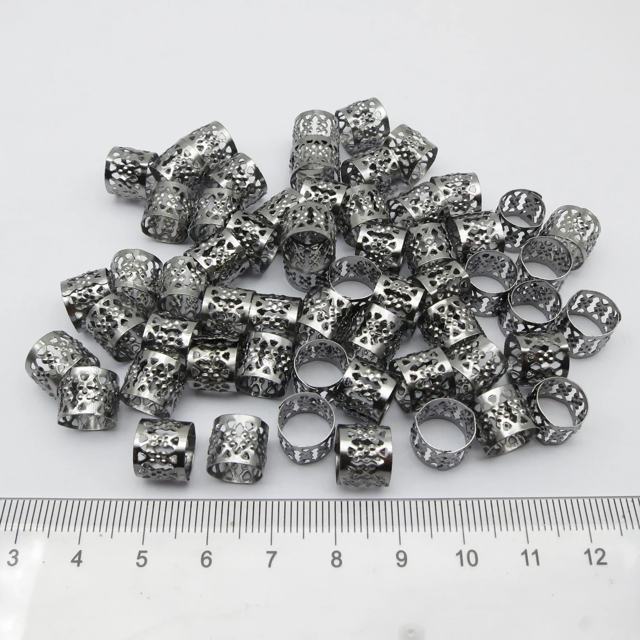 100개 마이크로 조절 가능한 헤어 브레이드 드레드락 비즈 커프스 클립 링 튜브 쥬얼리 제작 액세서리 헤어 장식