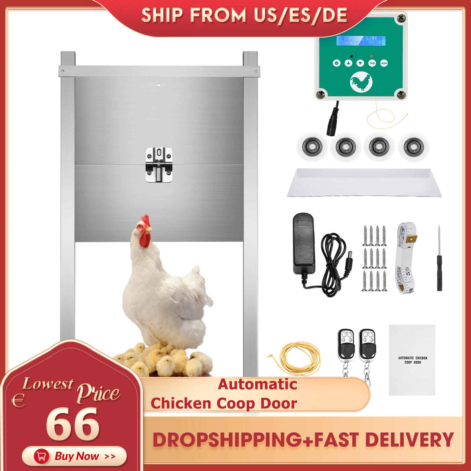AutomaticChickenDoorChickenFlapDoorOpenerChickenCoopwithTimer