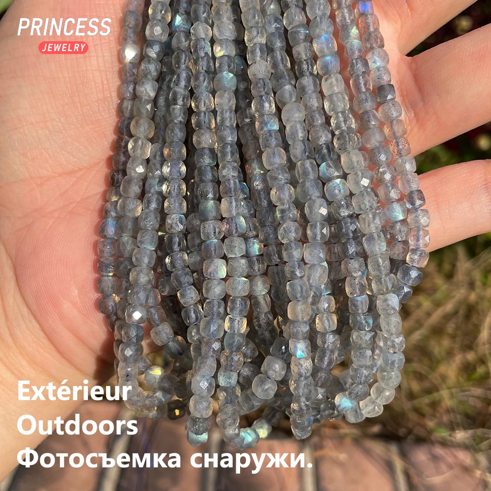 A++ Natural Labradorite Faceted Cube Beads 2 3 4mm Loose Beads for Jewelry Making DIY Bracelets Necklace Needlework 4