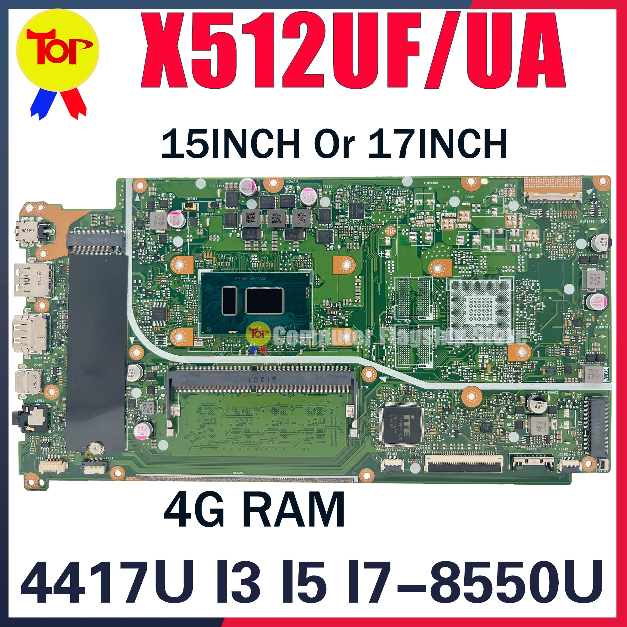 

X512U Laptop Motherboard For ASUS X512UF X512UB X712UA X712UB X712UF Y5100U V5000U F512U A512U I3 I5 I7 4G-RAM Mainboard