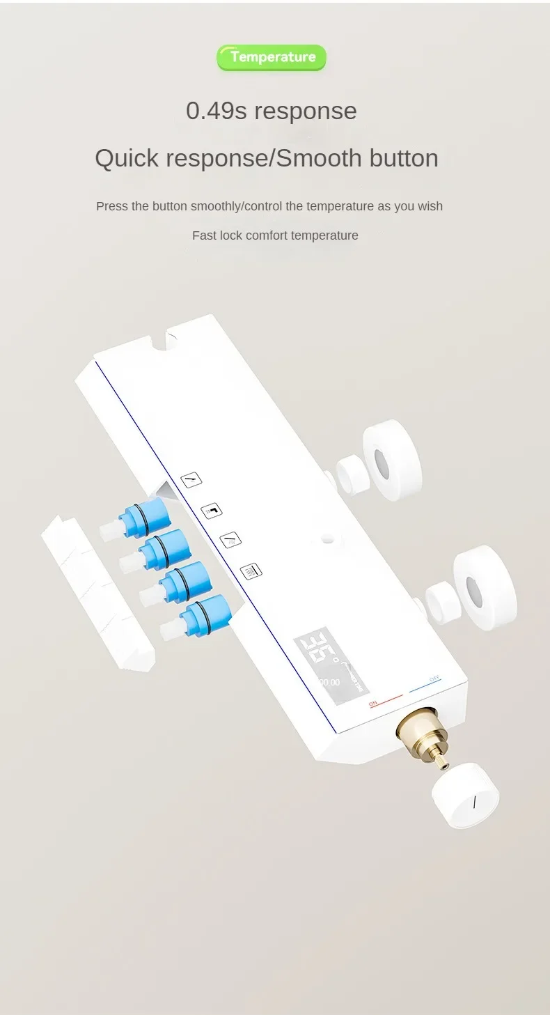 Description Picture 6 of itemLuxury Smart Temperature Digital Display Shower Faucet System Wall Mounted 4 Function Piano Key Hot Cold Shower Set for Bathroom