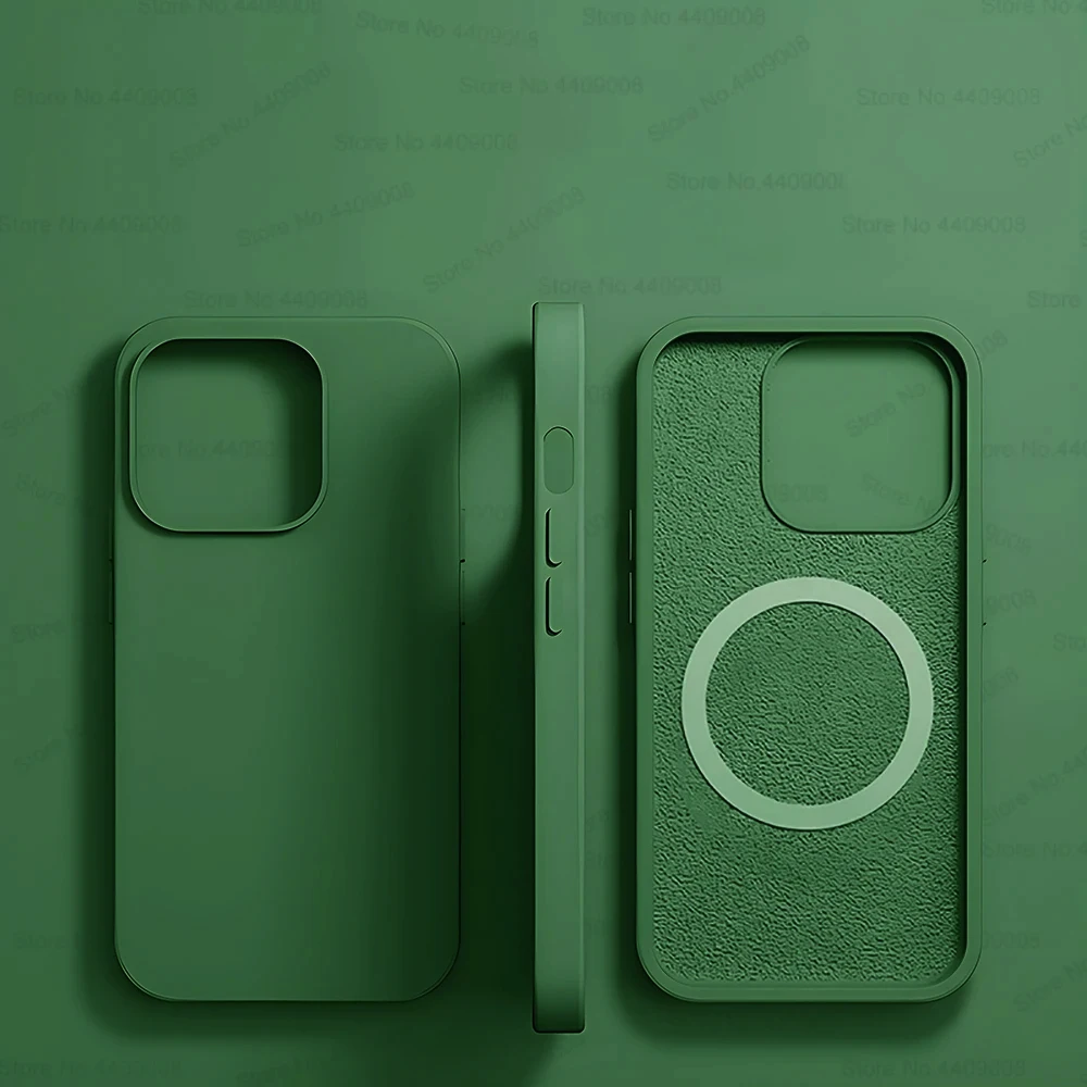 thumbnail image 1 of Funda magnética de silicona líquida original Magsafe para Apple iPhone 15, 14, 13, 12, 11 Pro Max, 14, 15 Plus, funda blanda con carga inalámbrica, 1 of 5