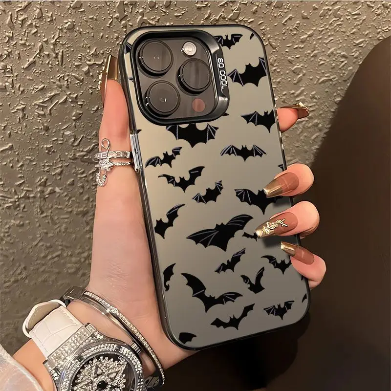 Sleek Black Bat Shockproof Matte Phone Case - Full Screen Protection