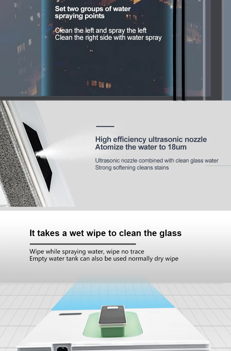 PuRuiKai Robot Electric Automatic Window Cleaning Robotic Vacuum Cleaner, with APP Remote Control, Two-way Automatic Spray 6