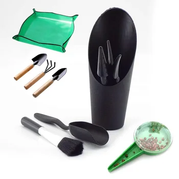 Garden Planter tool Kits DIY flower pot plant nursery Potted tray Shovel Rake for Bonsai Succulents Transplant Seedling sowing