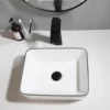 ZAPPO White Marbling Bathroom Sinks 16 inch Ceramic Vessel Sink Above Counter Bathroom Vessel Sink with Faucet and Drain Combo 3