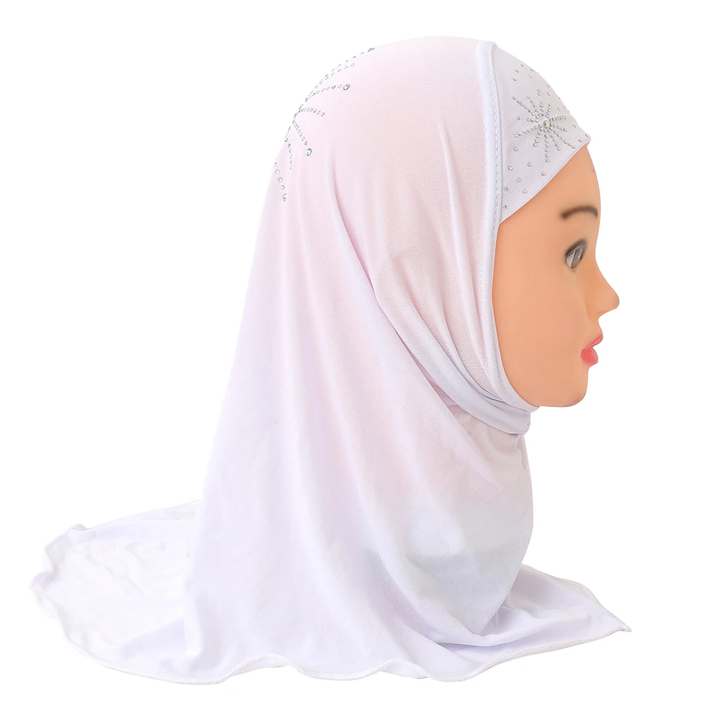 H042 small girl hijab with stones scarf hats caps can fit 2-6 years old girls muslim headscarf Children Scarf Muslim Hijab