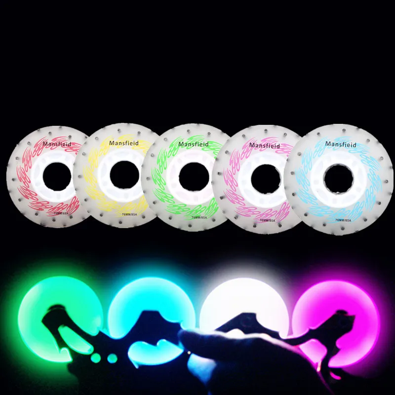 

52 Firestones 72mm LED Spark Roller Skating Wheels with White / Blue / Green / Red / Pink Light Flash Wheel 85A Shine Roller