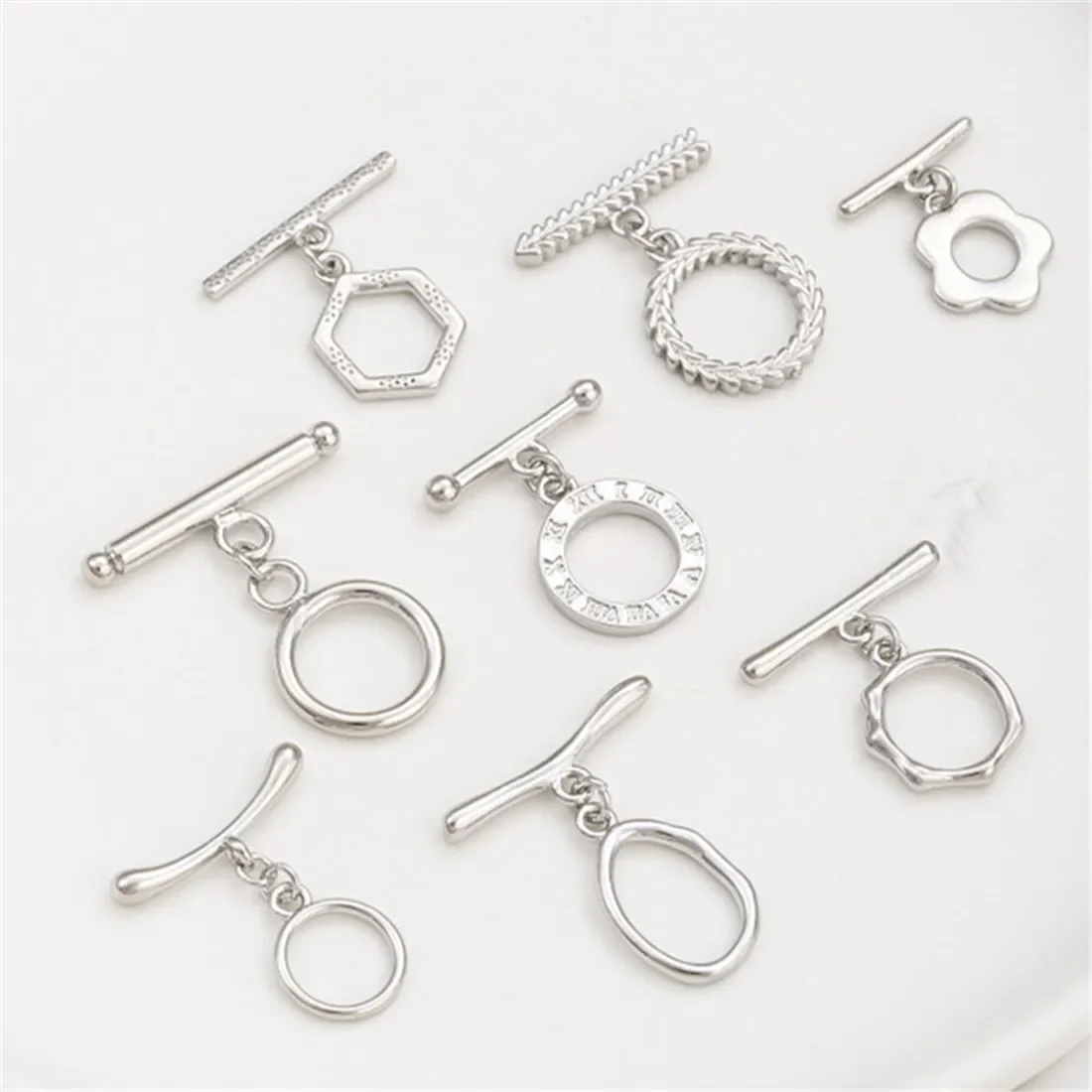 

Copper Plated Platinum Irregular Circular Oval OT Buckle Diy Crystal Pearl Necklace Accessory Connection Buckle B898