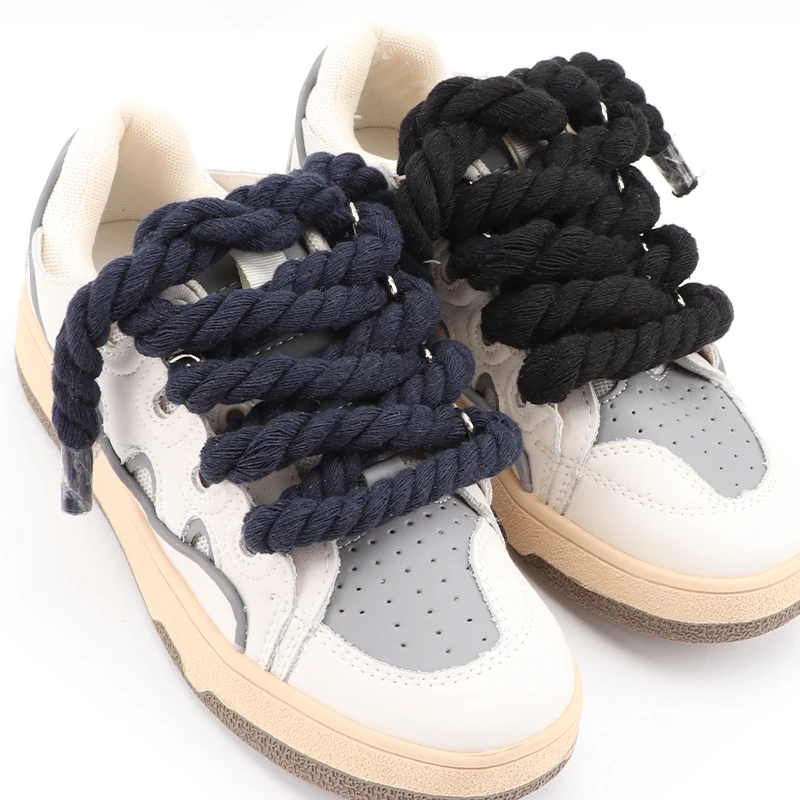

Quality Round Shoelaces Colorful 1CM Thicker Cotton Shoelace Running Sneakers Laces 1Pair 100/120/140CM Boots Shoe laces Shoes