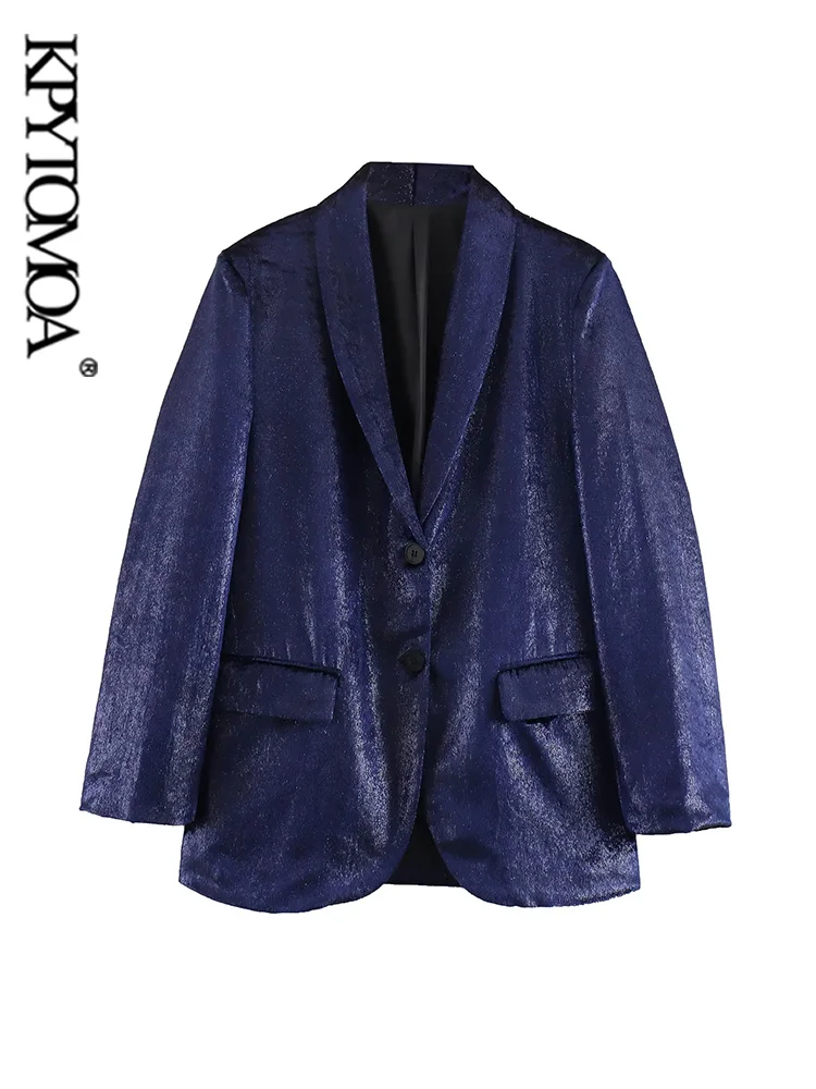 

KPYTOMOA-Women's Front Button Velvet Blazer, Long Sleeve Coat, Flap Pockets, Female Outerwear, Chic Tops, Fashion