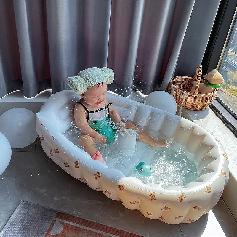 Inflatable Bathtub Game Baby Bath Tub Round Inflatable Bathing