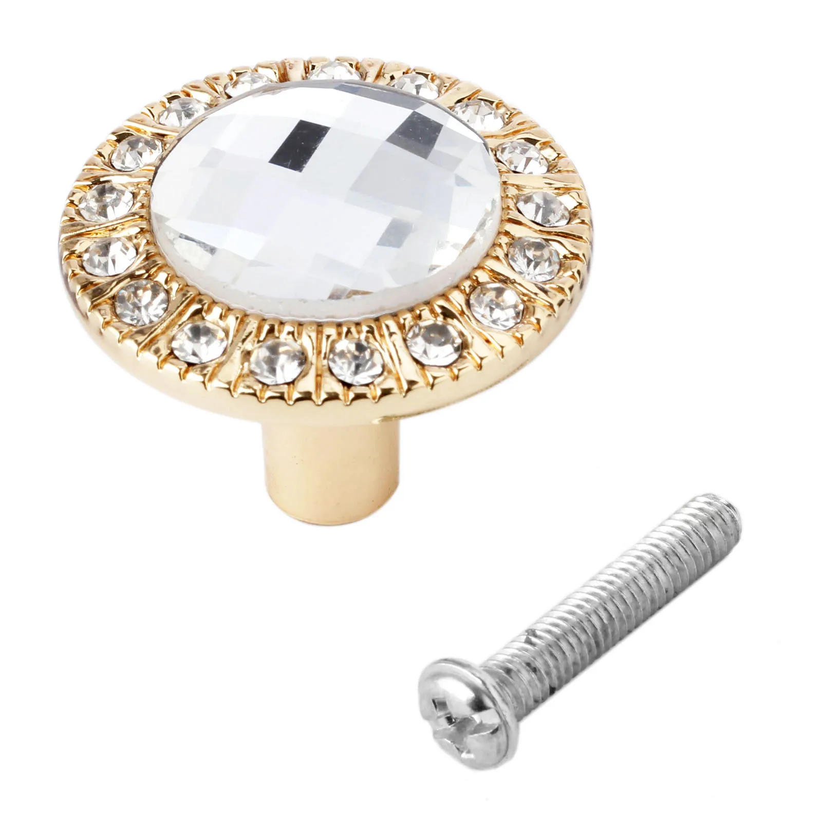 1set Glass Dresser Knob W/screw Crystal Furniture Handles Rhinestone Cabinet Pull Kitchen Door Zinc Alloy Single Hole 3.1cm furniture knobs