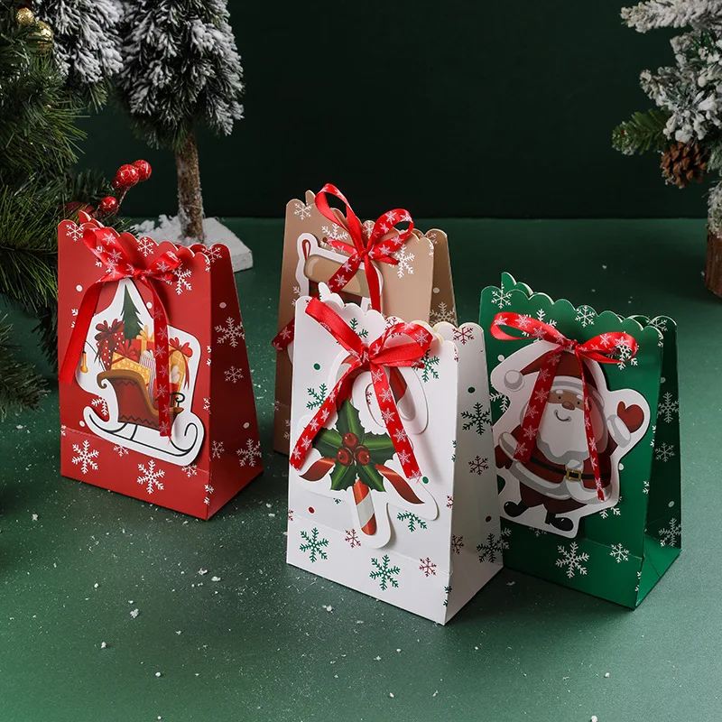 5/10 PCS Chirstmas Gift Box Cute Fashionable Bow Snowflake  Gift Box Packaging Candy Apple Mysterious Box for Kids New Year 2024