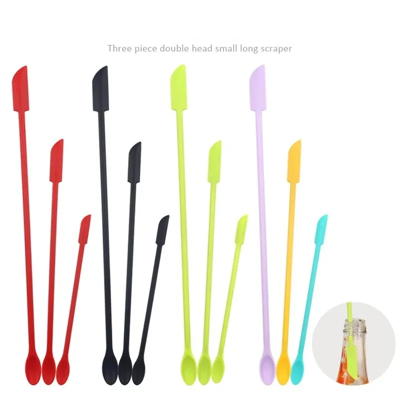 New Silicone Mini Spatula Set Lengthened Cosmetic Bottle Jam Double-head Scraper Kitchen Cake Baking Tool Accessories