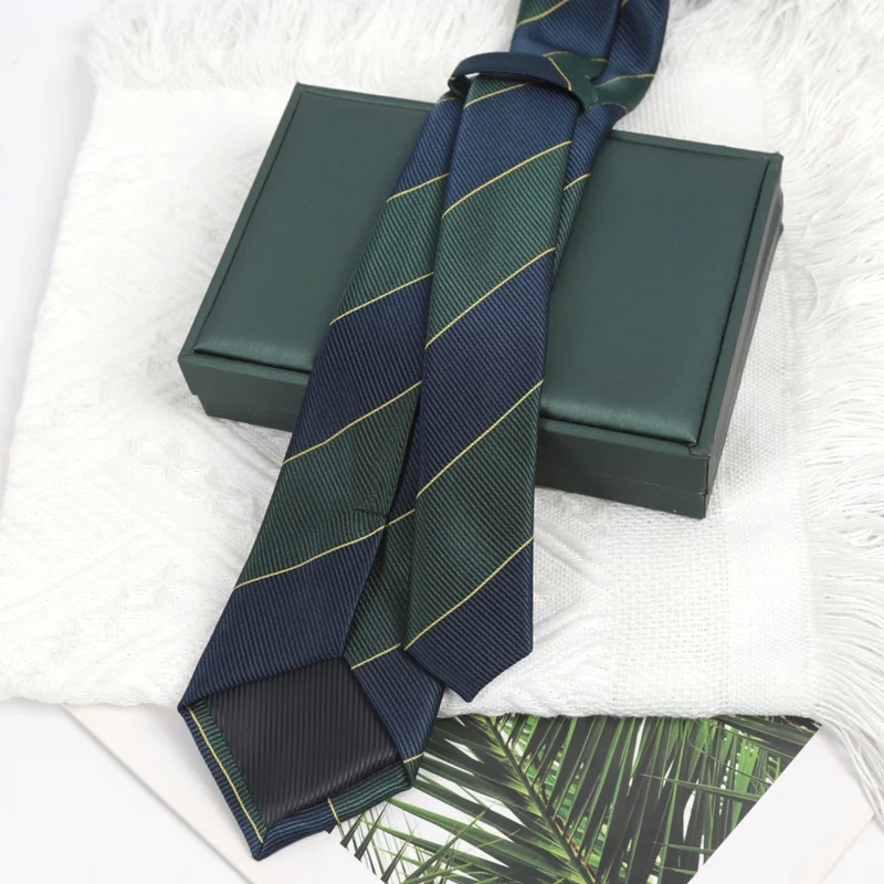 Ties for Men Women Fashion Wholesale Dark Green Navy Blue Stripe Male Polyester JK Necktie ​Party Wedding Clothes Accessories
