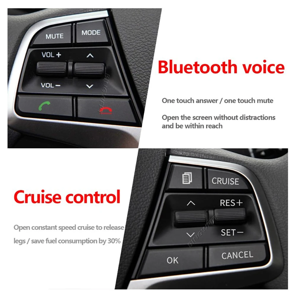 For Hyundai Elantra 1.6l-Telephone Button Volume Channel Phone Cruise Control Steering Wheel Buttons Switch
