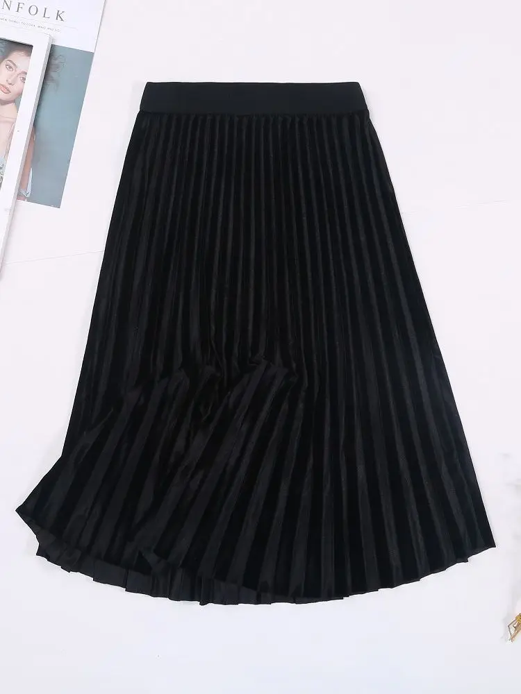 ★LUVISTRUE★AM VELVET SKIRT(CHARCOAL)★正規品/韓国直送料込 Black Sexy Club Party Velvet Long Skirt Women's 2023 New