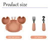3Pcs/Set Baby Safe Silicone Dining Plate Food Feeding With Spoon Fork Cartoon Children Dishes Prevent Tipping Over And BPA Free 5