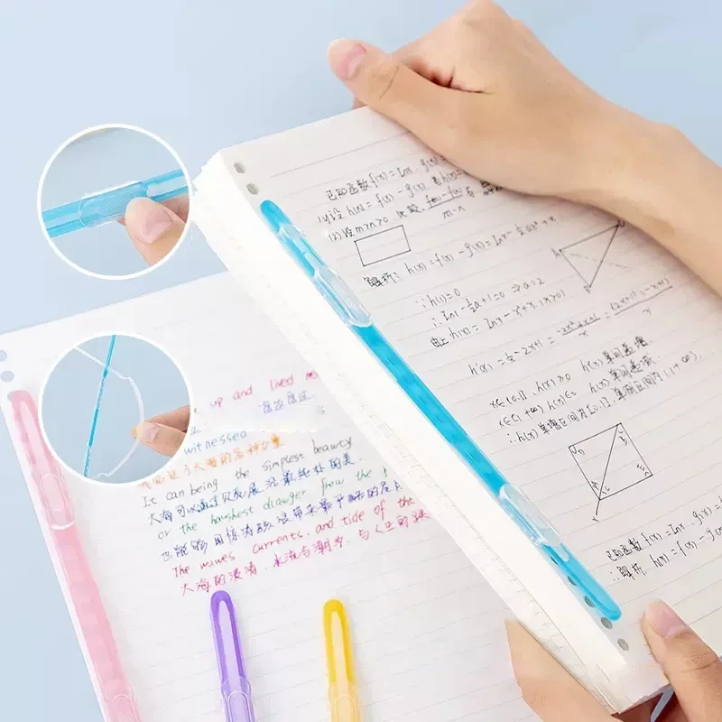 5/10pcs 바인딩 클립 스트립 Kawaii 2 홀 루스 리프 클립 A4 종이 패스너 DIY 스크랩북 파일 폴더 노트북 액세서리