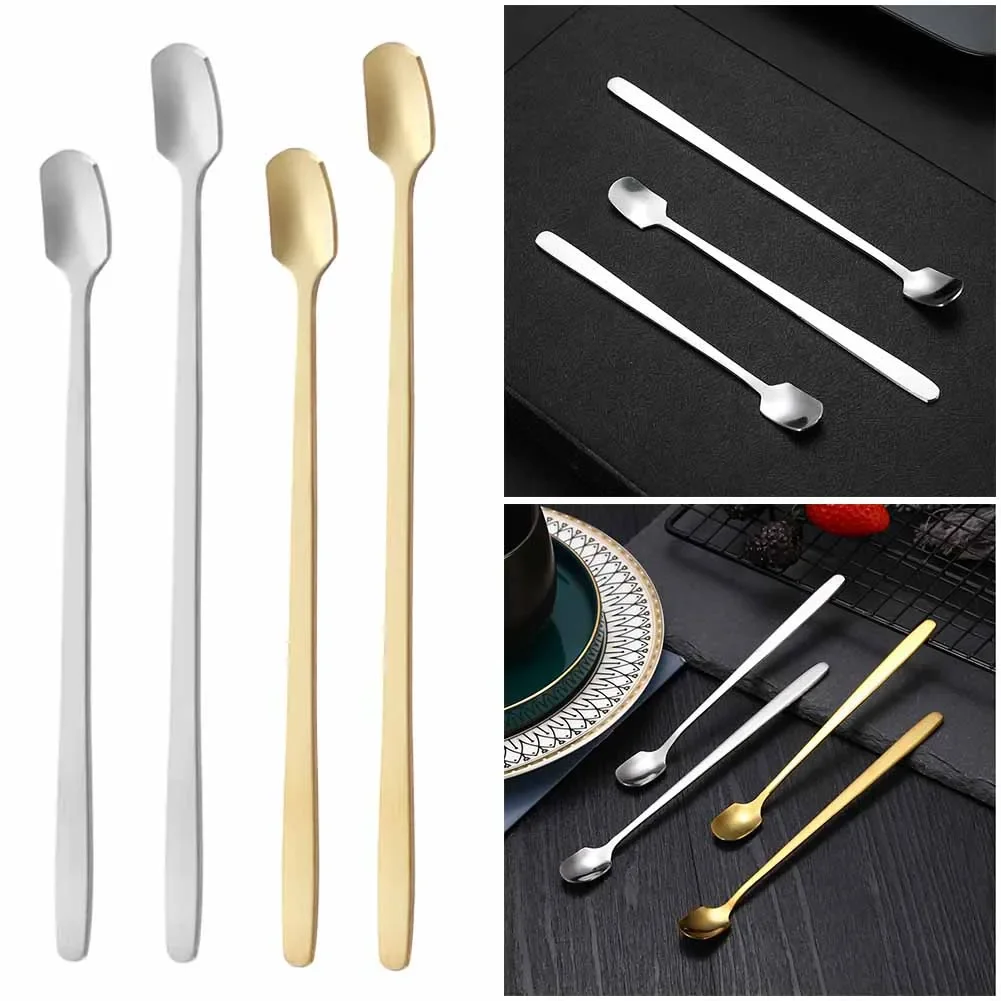 

Stainless Steel Coffee Spoon Long Handle Cutlery Home Coffee Tea Stirring Spoon Tableware Mini Scoop Utensils For Kitchen