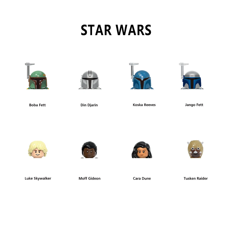 X0343 Building Blocks First Boba Fett Jango Bricks Figure Din Djarin Mini Figurine Luke Skywalker Figure Assembly Giocattolo Per Bambini