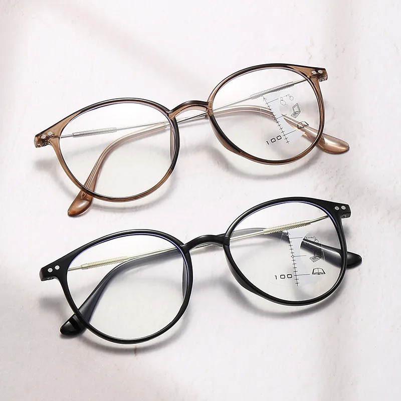 

Men Women Stylish Multifocal Reading Glasses Female Round Frame Progressive Presbyopia Vintage Near Far Eyeglasses Diopters