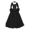 Medieval Victorian Court Lace Patchwork Gothic Dress Halloween Witch Cosplay Party Costume Square Neck Flare Sleeve Maxi Dress 4