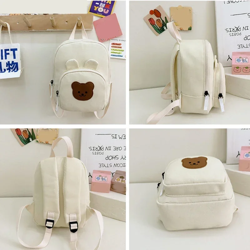 Korean Canvas Kids Backpack Kawaii Children's Handbags for Girl Kindergarten Boy Schoolbag Cartoon Bear Bunny Toddler Bag 3