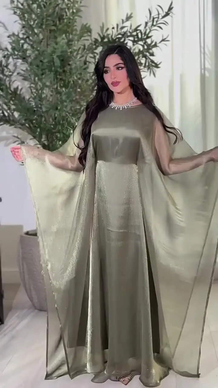 Siskakia Ramadan Dubai Mesh однотонное мусульманское элегантное женское вечернее платье