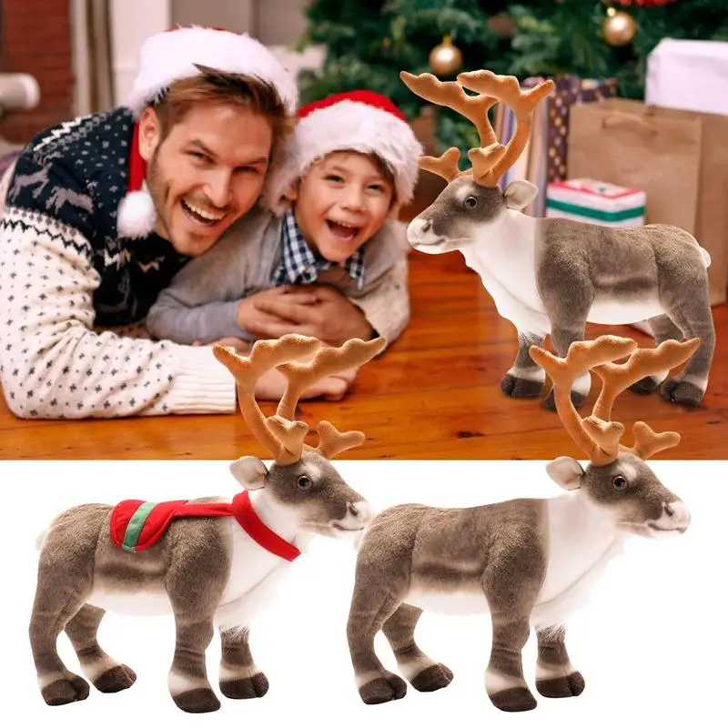 

Рождественская искусственная мягкая плюшевая декоративная подушка в виде оленя, женская кукла в виде лося 13,7 дюйма, милый Рождественский плюшевый диван для кровати