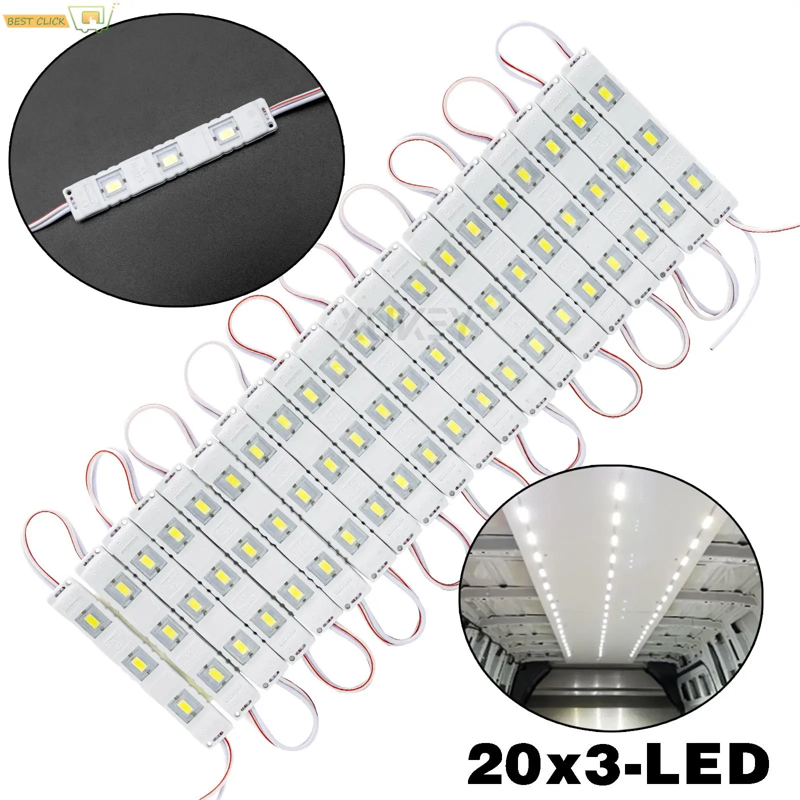 Kit Modulo Led 60Led Luci Rimorchio Interno Camion Caravan Lwb Lampada Striscia Di Illuminazione Camper Per Trafic Master Transit Sprinter