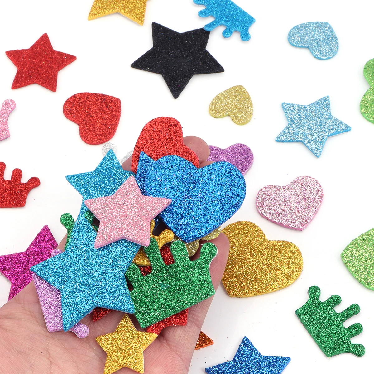 Decorative Stickers Stationery Stickers Stationery Supplies Mix Color Glitter Foam Stickers Self Adhesive EVA Stickers Kid's Arts Craft Supplies Greeting Cards Home Decoration Toy
