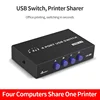 4 Ports USB 2.0 Sharing Switch Switcher 4 or 2 in 1 Out Printer Cable Adapter Box For PC Scanner Printer Laptop Desktop Computer 2