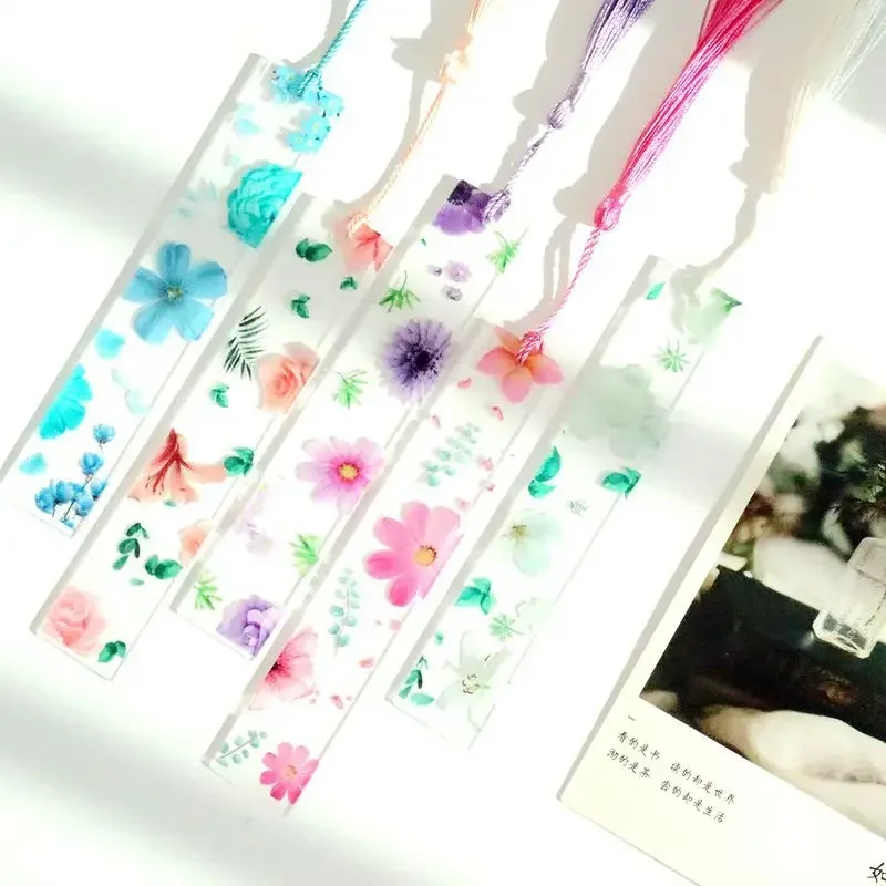 Flower Bookmark Transparent Daisy Epoxy Resin Book Marker Floral Page Marker For Best Friends Back To School Floral Painting Bookmark Bookmarks Stationery Supplies Retro Flower Bookmark 1pc