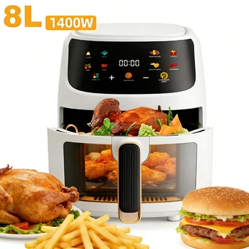 1400W 8L Air Fryer Without Oil Household Programmable Smart LED Touch AirFryer Thermal Cycle Oven Cooker French Fries Chicken 1