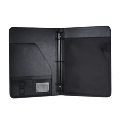 Deluxe PU Leather Multifunctional Business Portfolio with Card Holder and Notepad (Black)