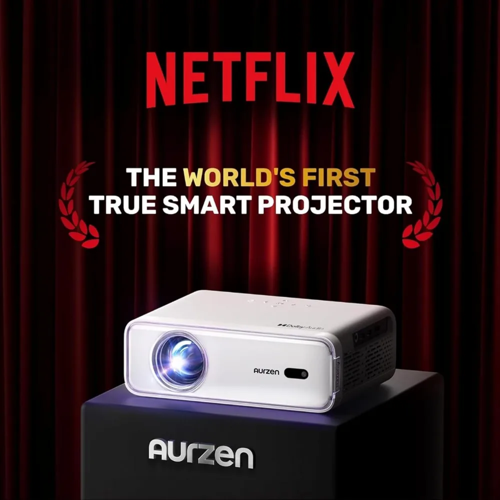 EAZZE D1 Smart Projector with WiFi and Bluetooth, Netflix-Officially-Licensed, Auto Focus & Keystone, DoIby Audio, Zoom 2